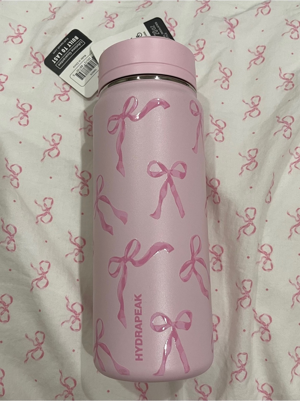 Hydrapeak Pink Bow Water Bottle 20 oz